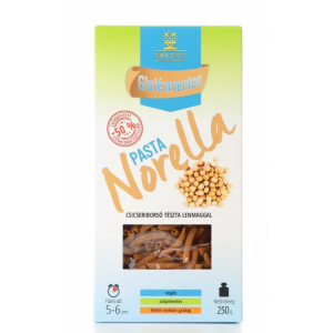 Olcsó Pasta Norella csicseriborsó lenmaggal szarvacska száraztészta 250 g