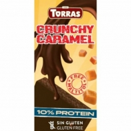 Olcsó Torras crunchy étcsokoládé édesítőszerrel és extrudált szójafehérjével, karamellel és sóval 100 g