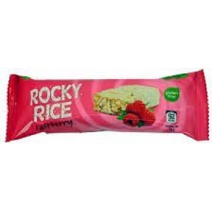 Olcsó Rocky Rice puffasztott rizsszelet fehércsokoládé málna ízű 18g