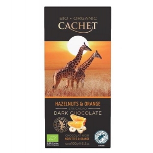 Olcsó Cachet bio táblás étcsokoládé 57% narancs-mogyoró 100 g