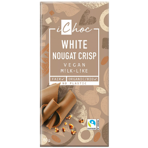 Olcsó Ichoc bio fehér csokoládé karamellizált mogyoró darabokkal vegán 80 g