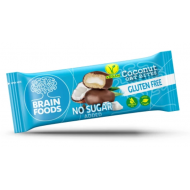 Olcsó Brain Foods gluténmentes zabfalatok csokoládéba mártott kókuszos, édesítőszerrel 44 g